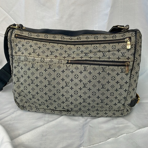 Louis Vuitton Monogram Mini Lin Sac a Langer Diaper Messenger Bag Denim Gray - Picture 7 of 17